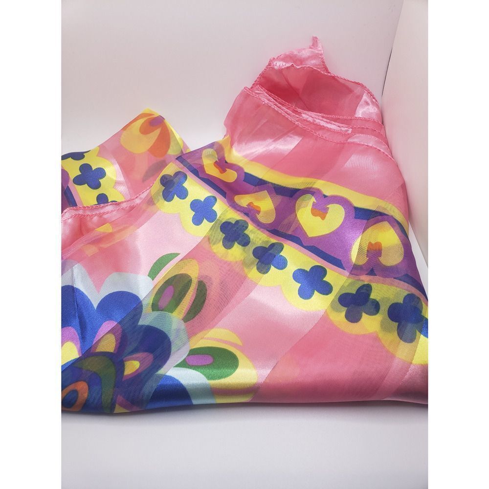 LUXURY multicolor pink floral satin scarf wrap
